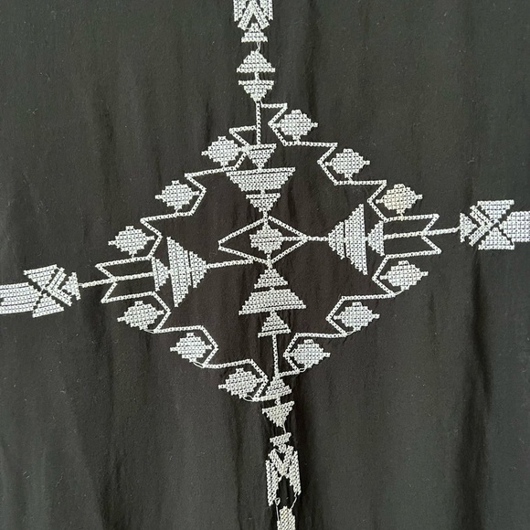 Ali Miles Black White Embroidered Kimono Shrug‎ Topper Tassels Size M Boho - Picture 14 of 14